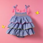 Girls Layered Pure Cotton Fit Flare Dress