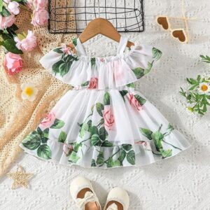 Girl's Lycra Floral Printed Frock