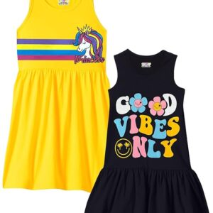 Girls Regular Fit Cotton Frocks - Pack of 2