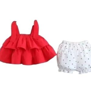 Girls Top & Printed Shorts Set