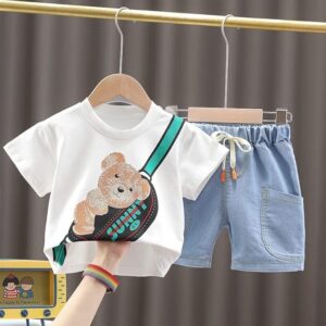 Googogaaga Boy's Cotton Printed T-Shirt with Shorts