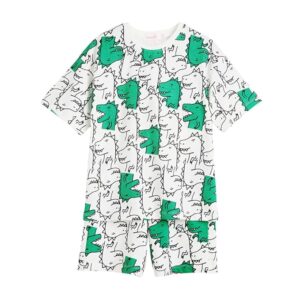 Hopscotch Boys Cotton Short Set in White Color