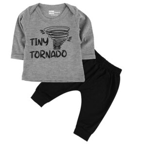 Kids Full Sleeves Dark Grey T-Shirt & Light Grey Lower Set