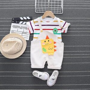 Kid's T-Shirt with Denim Dungaree Bibshorts