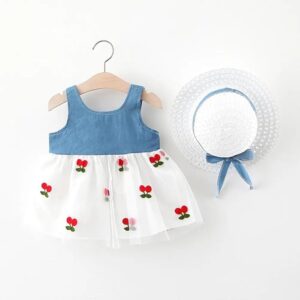 Knee Length Dress Frock Tutu With Hat For Girls