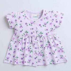 Lavender Girls Half Sleeves Cotton Frock