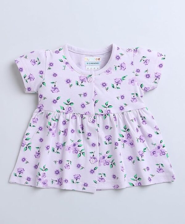 Lavender Girls Half Sleeves Cotton Frock