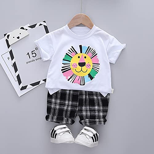 Lion Print Boy's Half Sleeve T-Shirt & Check Shorts