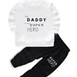 'My Daddy Superhero' Printed Cotton Baby Clothing Sets