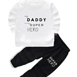 'My Daddy Superhero' Printed Cotton Baby Clothing Sets