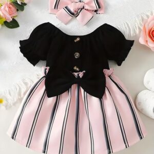 Printed Kitkat Top Baby Frock
