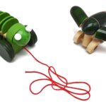 Channapatna Toys Pull Along Toy Wooden Aero Plane & Caterpillar