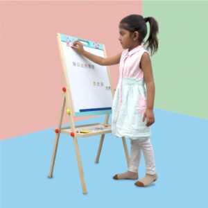 Wudly Wooden 3 in 1 Easel Board for Kids