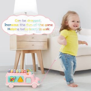 SANTALON Musical School Bus with Piano Toy for Kids
