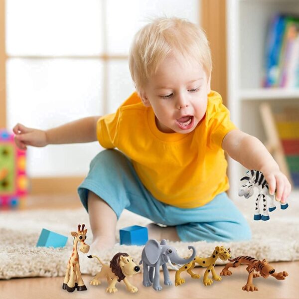 TEC TAVAKKAL Set of 6 Big Size Full Action Toy Figure Jungle Cartoon Wild Animal Toys