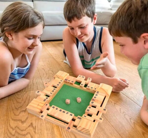 TOYARTSY Wooden Shut Box Game with Dice