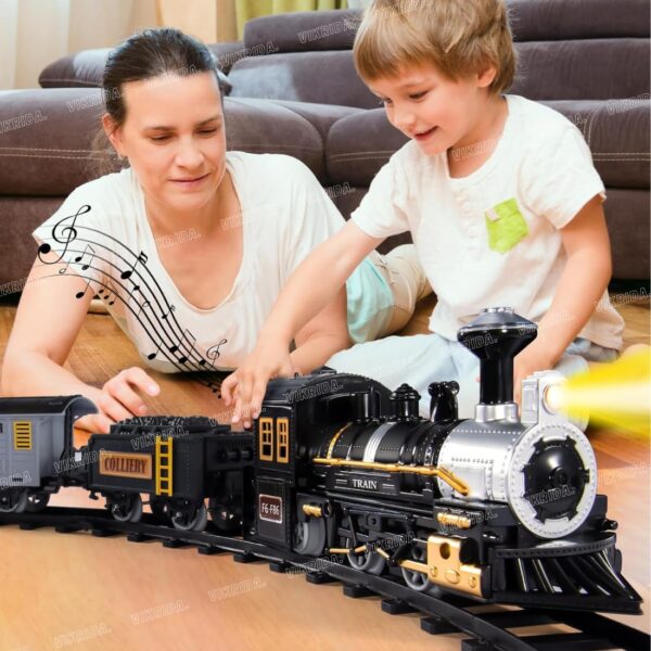 VikriDA Electric Train Set with Smoke for Kids