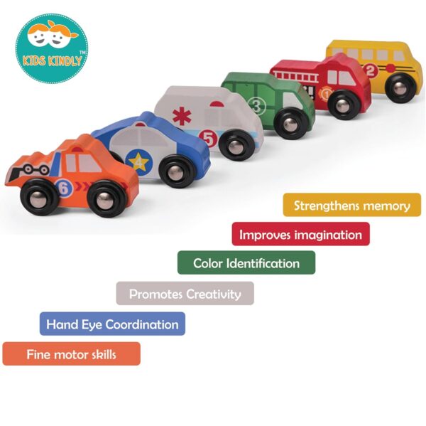 KIDS KINDLY Wooden Mini Vehicles Set