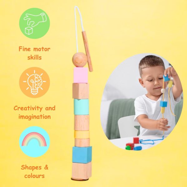 SMARTBEE Wooden Lacing Beads for Kids