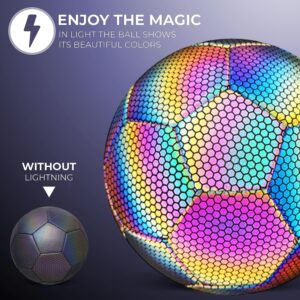 TLISMI Holographic Glowing Light Up Luminous Reflective Football for Kids