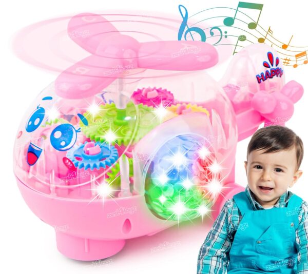 Zest 4 Toyz Musical Toy Battery Operated Transparent Gear Helicopter for Kids