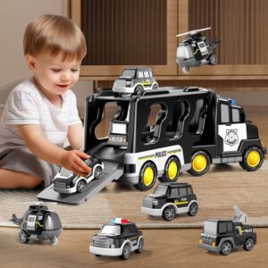 Kidology 5-in-1 Friction-Powered Police Truck Toy Set