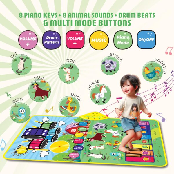 CAREIT 3-in-1 (Bull & Sheep ) Piano Mat for Toddlers