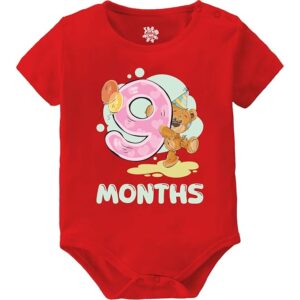 9 Months Birthday Teddy Theme Baby Romper
