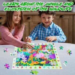 VGRASSP 70 Pcs Wildlife Themed Interlocking Jungle and Animal Puzzle Toy