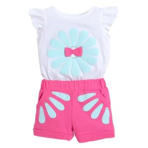 Girls Cotton Floral Print T-shirt And Shorts Set