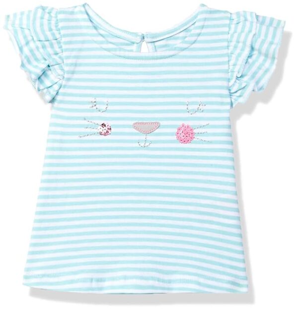 Girl's Striped Regular Fit Round Neck Tee