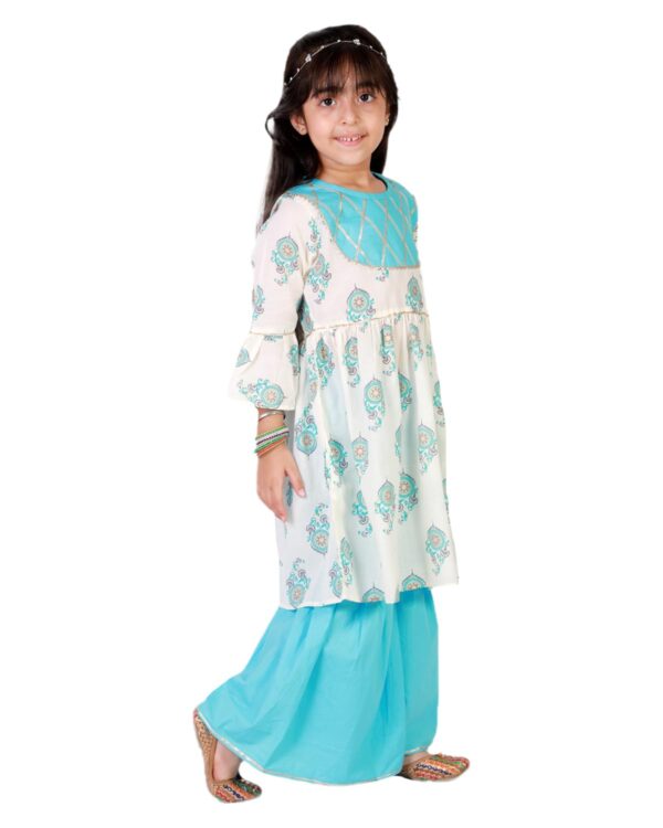 Printed Kurti with Colorful Sharara Dress