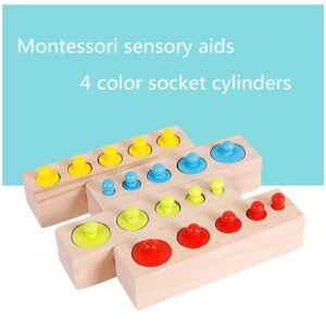 Udhay Toys Knobbed Cylinder Wooden Stacking Montessori Educational Toy for Kids