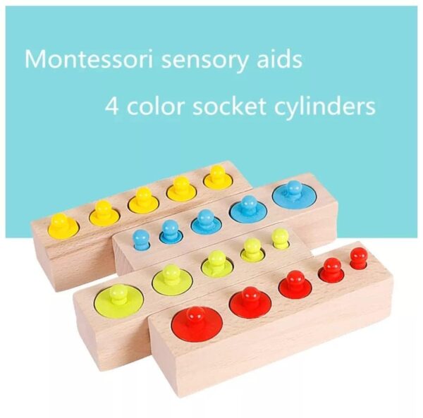 Udhay Toys Knobbed Cylinder Wooden Stacking Montessori Educational Toy for Kids