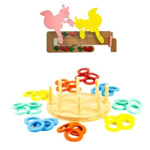 Technybirds Wooden Ring Sorter and Wooden Funny Bunny Combo