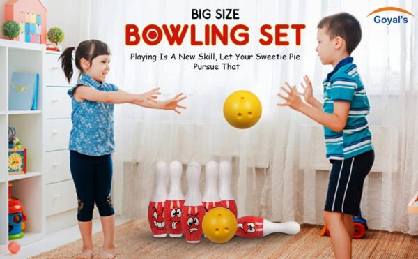 Goyal's Big Size Bowling Set with 6 Big Pins and 1 Easy Insert Finger Ball