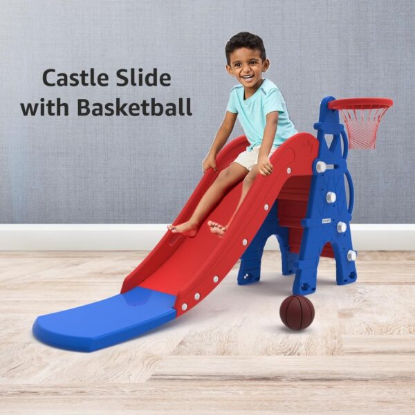Solimo Modern Castle Slide with Basketball for Indoor & Outdoor