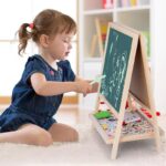 AEKINX Wooden Kids Writing Board - 2 in 1 Portable Double Sided
