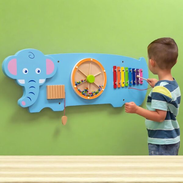 LUXURY ARTS Wooden Elephant Activity Wall Panel