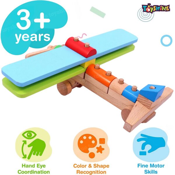 Toyshine Wooden Aeroplan Stacker Toy for Kids