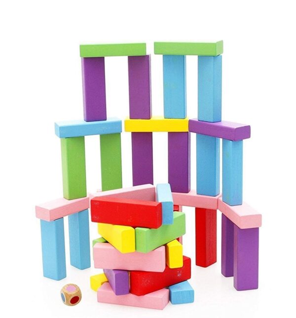 PRIME DEALS Wooden Blocks 54 Pcs 2 Dice Building Blocks
