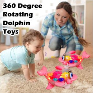 FunBlast Transparent Gear Dolphin Toy with Flashing Lights and Music