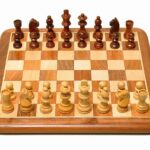 Non-Magnetic Flat Wooden Chess Board Set with 32 Chessmen for Kids