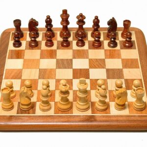 Non-Magnetic Flat Wooden Chess Board Set with 32 Chessmen for Kids