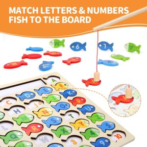 Lefan Wooden Magnetic Fishing Game for Toddlers