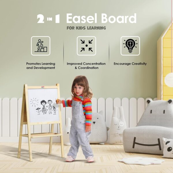 Happy Bear 2 in 1 Wooden White Dry Erase Easel Board