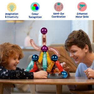 ToyMagic 36 Pcs Magna LED Roundel Stick Glow-in-The-Dark Magnetic Building Set