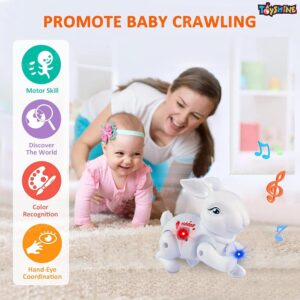 Toyshine Battery Operated Cute Interactive Walking Rabbit with Light & Sound