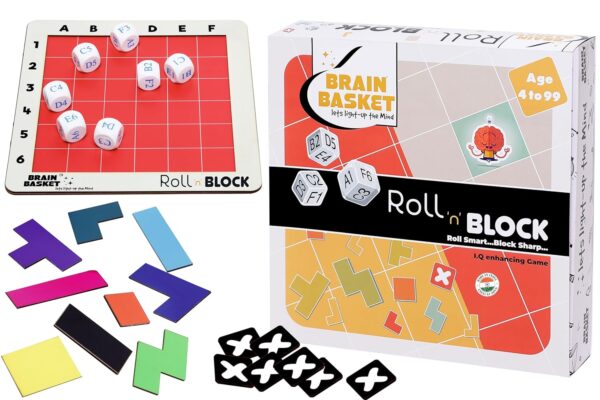 BRAIN BASKET Roll 'N' Block Puzzle Game for Kids