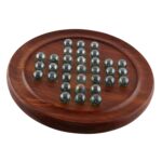 Ortus Arts Handcrafted Sheesham Wood Solitaire Board Game with Glass Marbles